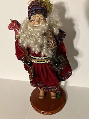 #ad Vintage Dillards Trimmings German Boho Folk Santa 21” Figure Christmas $89.95