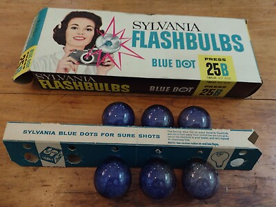 #ad Vintage Sylvania Blue Dot Flashbulbs Press 25B 6 Pack Blue Bulbs $5.99