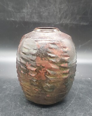 #ad Vincente García Studio Art Pottery Raku Glaze Copper 5quot; Signed Textured $63.99