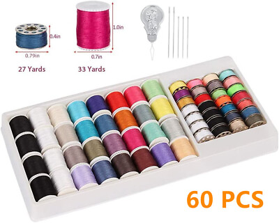 #ad NEX 60pcs Sewing Thread Kit Mixed Colors Spool Sewing Thread for Hand Machine $9.49