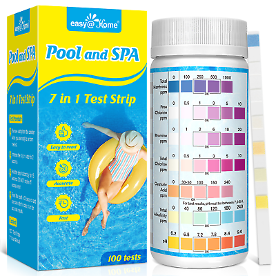 #ad Easy@Home Pool Test Strips: 7 Way Spa Hot Tub Water Kit Instant Testing Ph $12.01