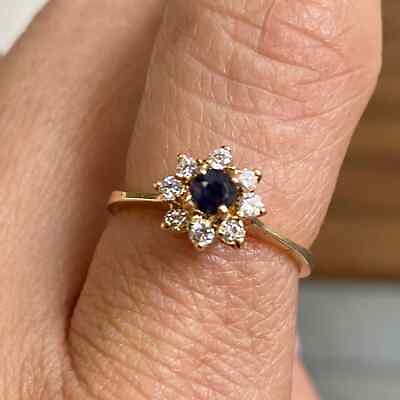 #ad 14k Gold Blue sapphire and Diamond ring $350.00