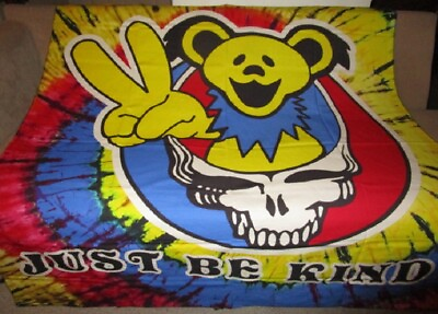 Just Be Kind New Grateful Dead Gift Large Tapestry Red Yellow Blue Dancing Bear $31.91
