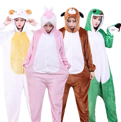 #ad Unisex Kigurumi Pajamas Fancy Dress Christmas Costume Hoodies Sleepwear Jumpsuit $28.49