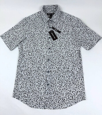#ad New Men#x27;s Michael Kors Short Sleeve Slim Fit Soft Shirt White Black S amp; M $25.64