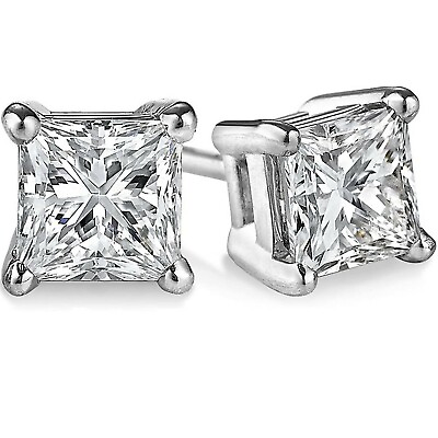 #ad 1 ct. Princess White Sapphire Stud Earrings in Sterling Silver $37.00