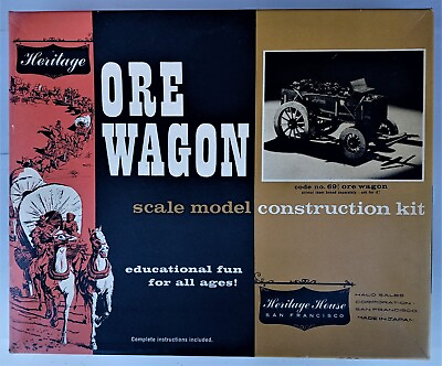 #ad Ore Wagon Scale Model Construction Kit WOOD MODEL KIT Heritage House Orig Box $60.49