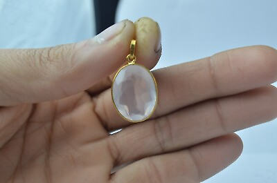 #ad #ad Natural Rose Quartz Gold Charm Pendant Solid 18k Solid Gold Charm Necklace $84.99