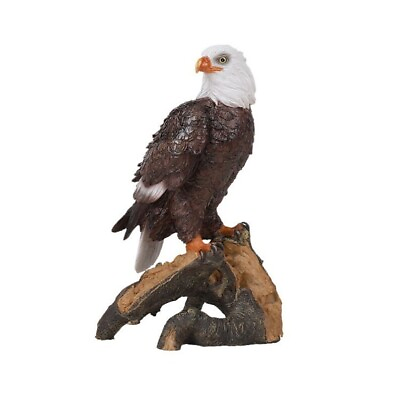#ad 9quot; Realistic Bald American Eagle Standing Tree Trunk Statue Figurine $37.99