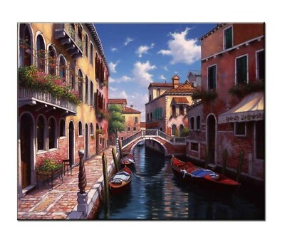 #ad Best Gift Home Wall Decor Venice Italy Scenery Oil Painting Printed on Canvas $85.28