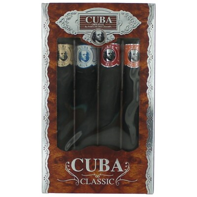 #ad Cuba Classic by Cuba 4 Piece Gift Set men with Orange Red Blue amp; Gold $15.40