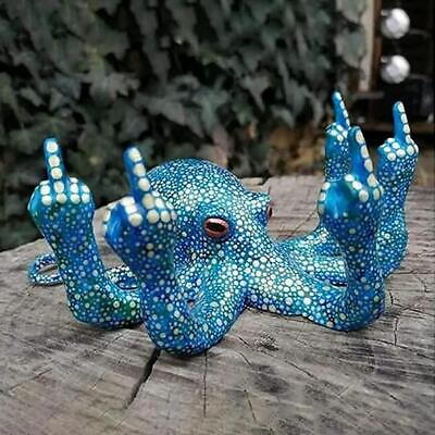 #ad Middle Finger Octopus Statue Resin Desktop Decor Creative Angry Octopus Sculptur $10.00