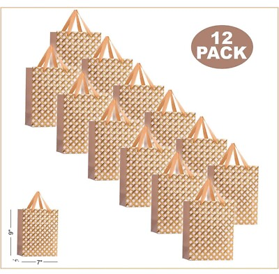 #ad 48 Pack Gold Gift Bags with Ribbon Handle Gold Favor Bags Glossy 4packs 12 Each $20.00