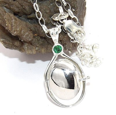 #ad Hand Made in USA H2O Necklace 925 Sterling Silver Natural Forest Green Topaz $64.77