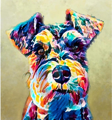 #ad 5D Colorful Schnauzer Dog Full Diamond Painting Cross Stitch Kits Art Animal 3D $14.94