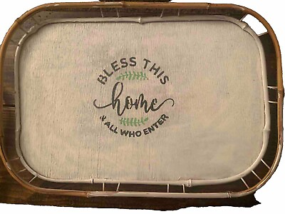 #ad Farmhouse Tray Decor Hand Painted white with black lettering Bless This Home $12.99