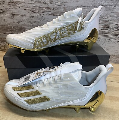 #ad NEW Adidas Adizero White Gold Metallic Cleats GX5122 Men’s Size 9.5 Rare $99.95