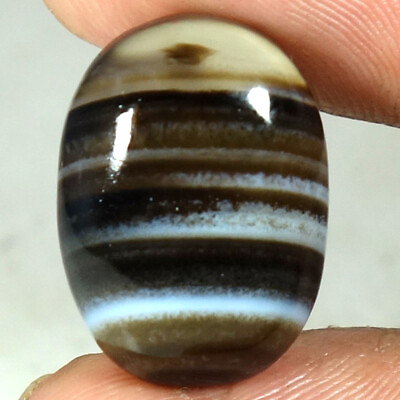 #ad 100% Natural Super Banded Agate Oval Shape Cab Loose Gemstone 16.75Cts 14X20X6mm $6.99