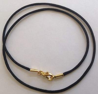 #ad Necklace Cord Black Satin for Pendant quality handmade 18quot; Gold plated $5.99