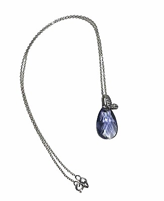 #ad 925 Sterling Silver 10 Inch Necklace With Purple Gem $35.00