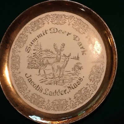 #ad Sabin Crest O Gold Souvenir Plate of Summit Deer Park Jacob#x27;s Ladder Mass. $7.00