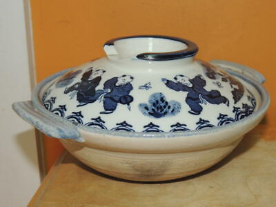 #ad Chinese Covered Dish 7quot; boys playing poss Qing Republic Antique blue white $59.99
