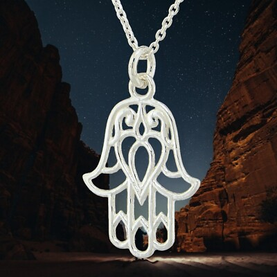 #ad Hand of Fatima Pendant 925 Sterling Silver Hamsa Hand Of God Necklace Gift $17.99