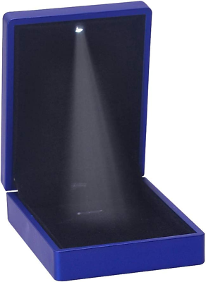 #ad LED Light Pendant Box Blue Necklace Display Case Jewelry Gift Box $15.74