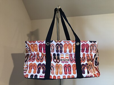 NEW Thirty One Gift Large Utility Tote Fun Flops Print BEACH $32.99