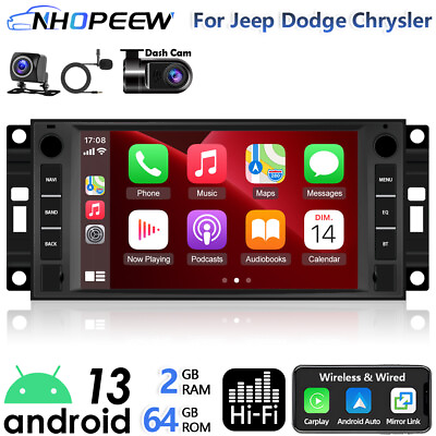 #ad 7quot; 64GB Android Radio For Jeep Wrangler Dodge Chrysler Carplay BT Car GPS Stereo $169.99