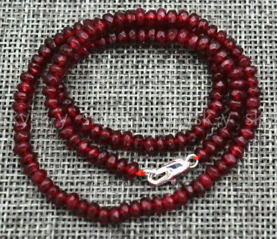 #ad 2x4mm Faceted Dark Red Garnet Rondelle Gems Beads Necklace 18#x27;#x27; $3.15