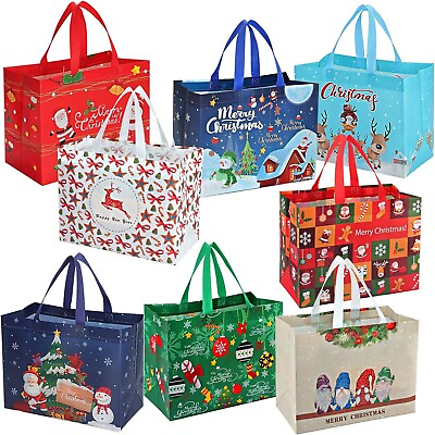 #ad Christmas Gift BagsLarge Christmas Bags with HandlesChristmas Treat Bags 8PCS $13.96
