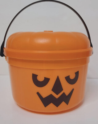 #ad Vtg 1986 McDonalds McGoblin Bucket Halloween Pumpkin Happy Meal Pail $17.59
