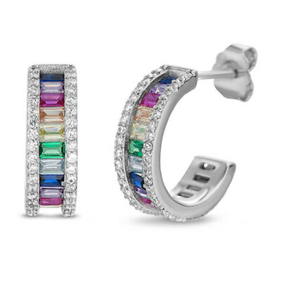 #ad #ad Pretty 925 Silver Filled Hoop Earring Women Wedding Cubic Zircon Wedding Jewelry C $3.43