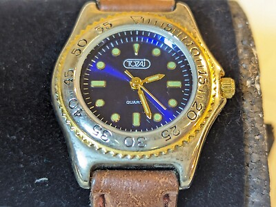 #ad Vintage Tozai Royal Blue Gold Womens Quartz Watch Gold Tone New Battery $24.99