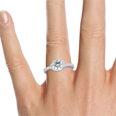 #ad H SI2 Round Cut Diamond Engagement Ring 0.80 CT 14K White Gold Brilliant $1014.05