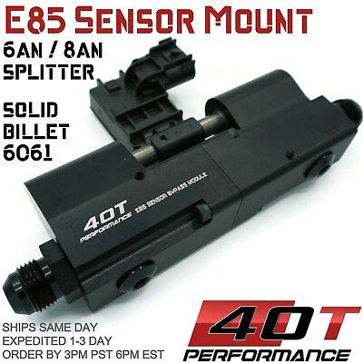 #ad E85 Flex Fuel Sensor Mount Bypass KIT SOLID BILLET 6AN 8AN Splitter GM AEM $135.00