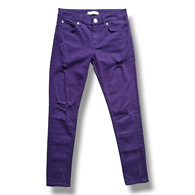 #ad SANDRO Paris Skinny Distressed Purple Jeans Mid Rise Ripped Size FR38 UK8 10 GBP 30.00