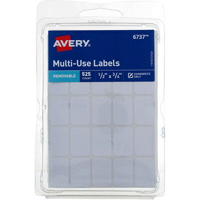 #ad 2 Pack Avery Multi Use Labels 0.5in X 0.75in Removable White 6737 525 Ct $7.67