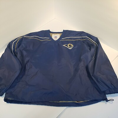 #ad RAMS NFL Team Apparel Blue Gold Pullover Windbreaker Jacket Big MEDIUM $9.59