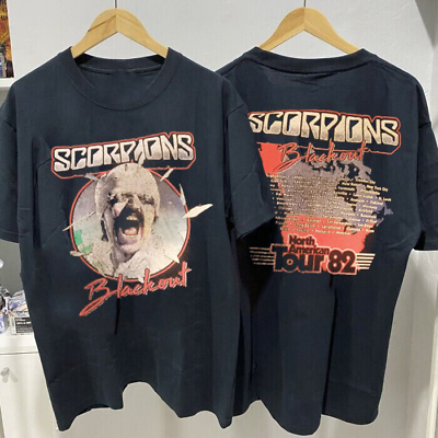 #ad Scorpions Shirt Scorpions Band Tour 82 Cotton Black Unisex T shirt S 5XL $7.99