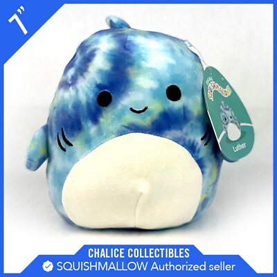 #ad Squishmallows Kellytoy Plush Sealife Squad Luther the Tie Dye Shark 7quot; NWT $12.99