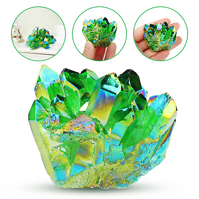 #ad Natural Green Crystal Cluster Collection Quartz Gem Stone Healing Mineral Reiki $10.48