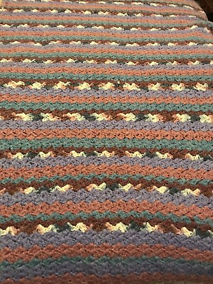 #ad Vintage Afghan GRANNY PURPLE Handmade Crochet Quilt Throw Blanket 36X49 $30.00