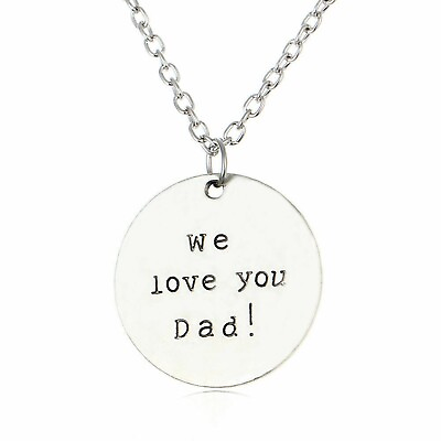 #ad NEW We Love You Dad Pendant Family Necklace Women Silver Jewelry Charm Gift AU $8.98