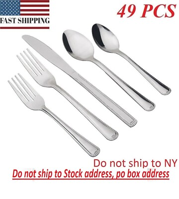 #ad 49 Pcs Silverware Set for 8 Stainless Steel Flatware Cutlery Utensil Kitchen New $16.97