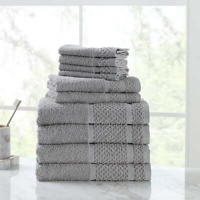 #ad #ad 10 Piece Bath Towel Set with Upgraded Softness amp; Durability 100% cotton Gray $15.29