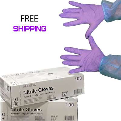 #ad 3 PACK 300 Ct. Vinyl Nitrile Gloves Disposable PURPLE 4Mil General Powder Free $57.99