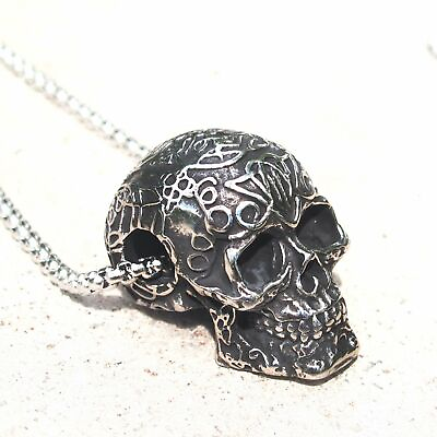 #ad MOYON Vintage Gothic Mens Punk Biker Skull Pendant Necklace Men Stainless Steel $7.99