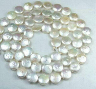 #ad Beautiful 12MM White Coin Akoya Cultured Pearl Jewelry Gorgeous Necklace 34quot; $36.09